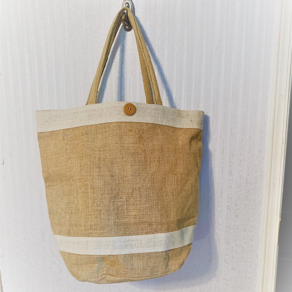 BAG - NWOT burlap jute large tote bag, beach, grocery, shopping, gift, purse